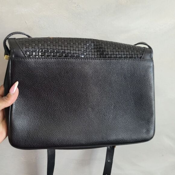 Vintage BALLY Black Woven & Pebbled Leather Shoulder Strap Clutch Bag 11… - Picture 6 of 12